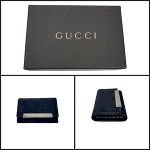 Gucci Black Monogram Trifold 6 Ring Keyholder Wallet